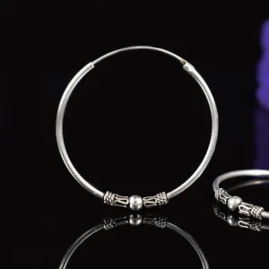 Large Sterling Silver Bali Hoop Earrings 'Kalan'