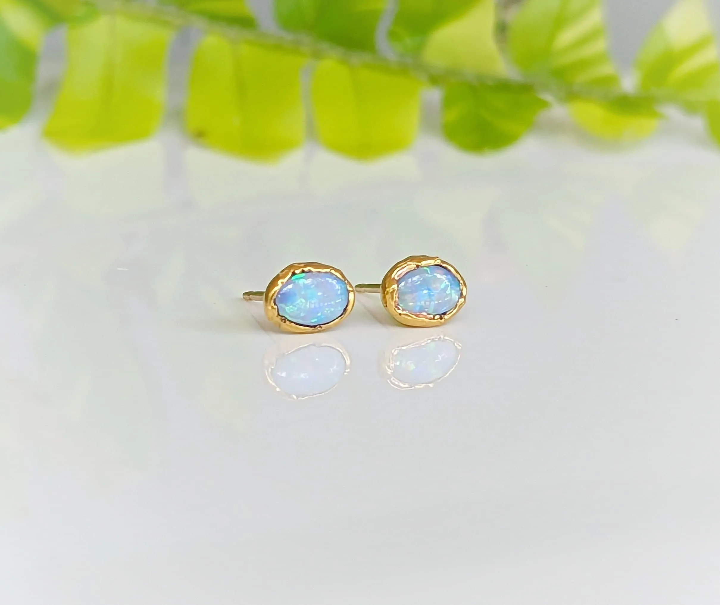 Light Blue Australian Opal stud earrings
