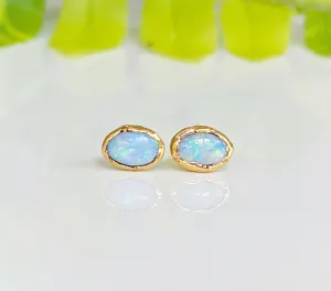 Light Blue Australian Opal stud earrings
