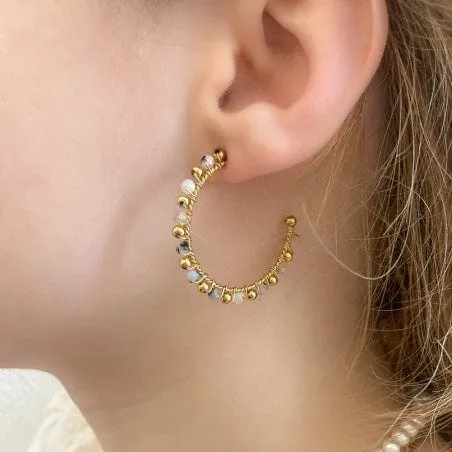 Lilas de Seine Earrings Federica Embroidered  Hoops
