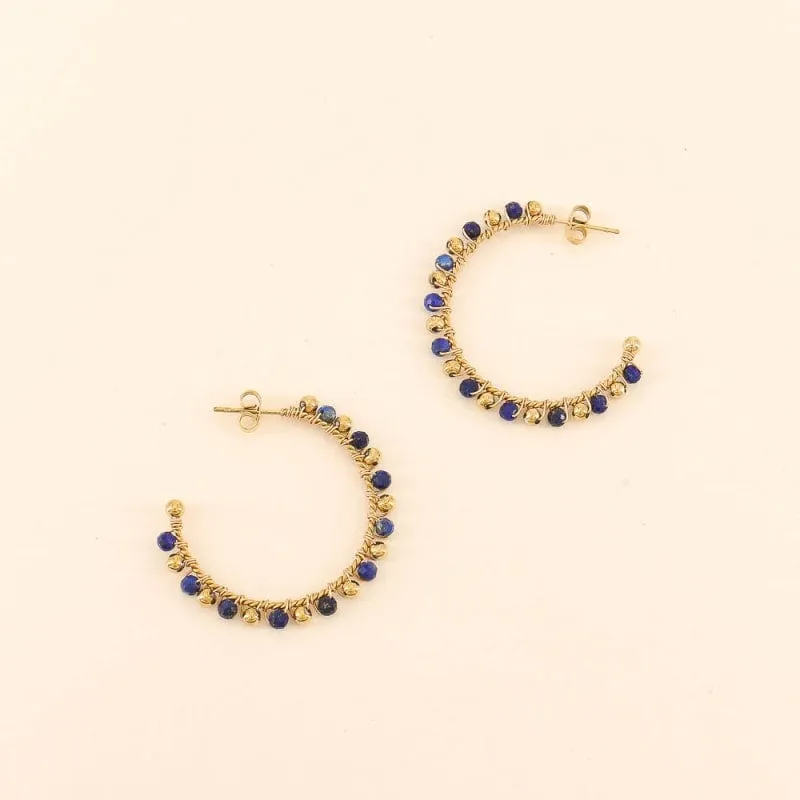 Lilas de Seine Earrings Federica Embroidered  Hoops