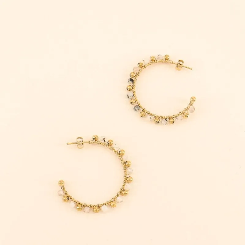 Lilas de Seine Earrings Federica Embroidered  Hoops