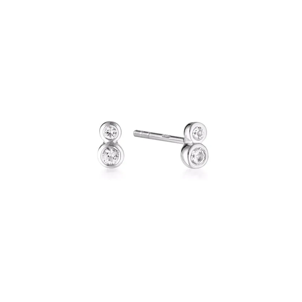 LINDA TAHIJA Duo Stud White Topaz SILVER
