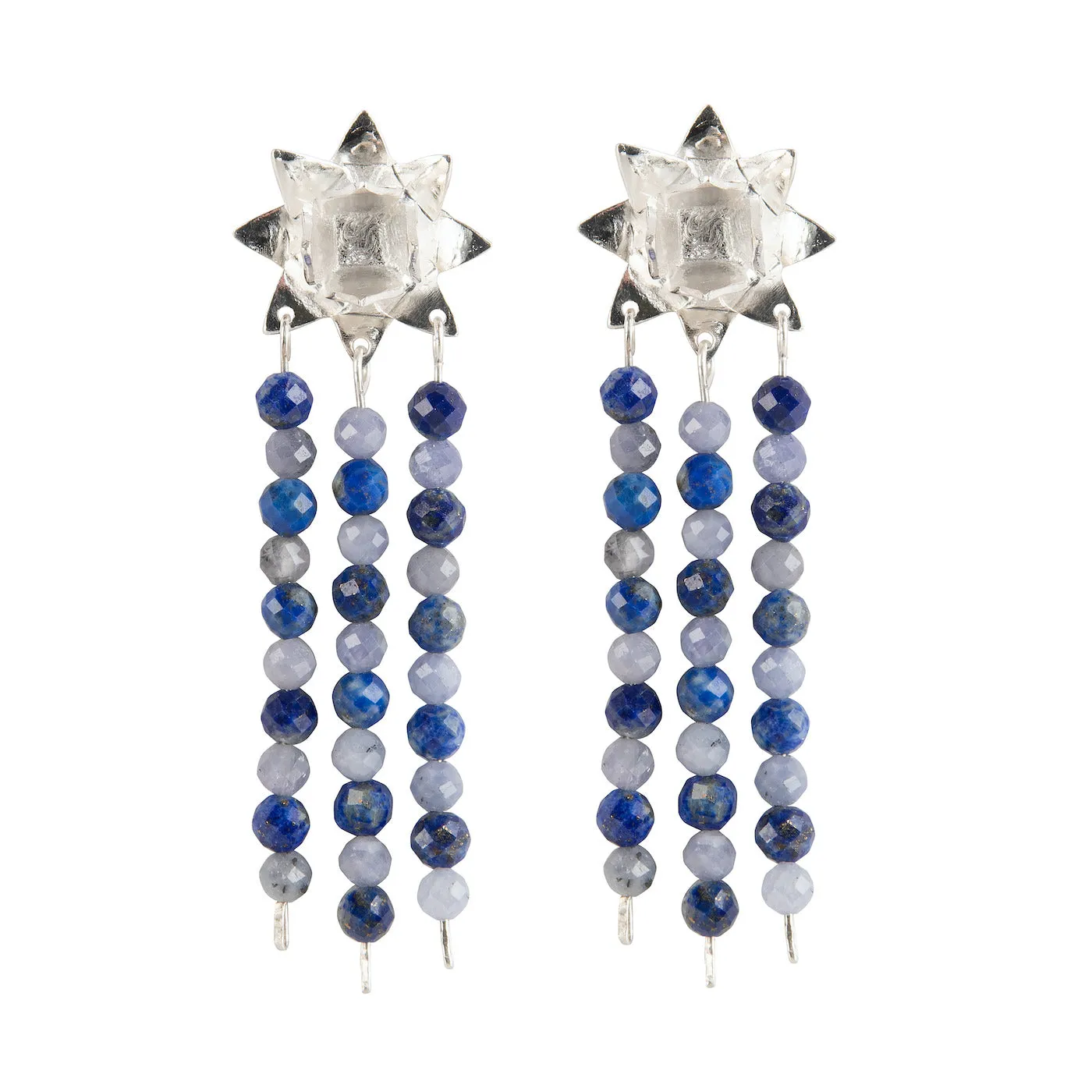Lotus Lapis Statement Studs - Silver