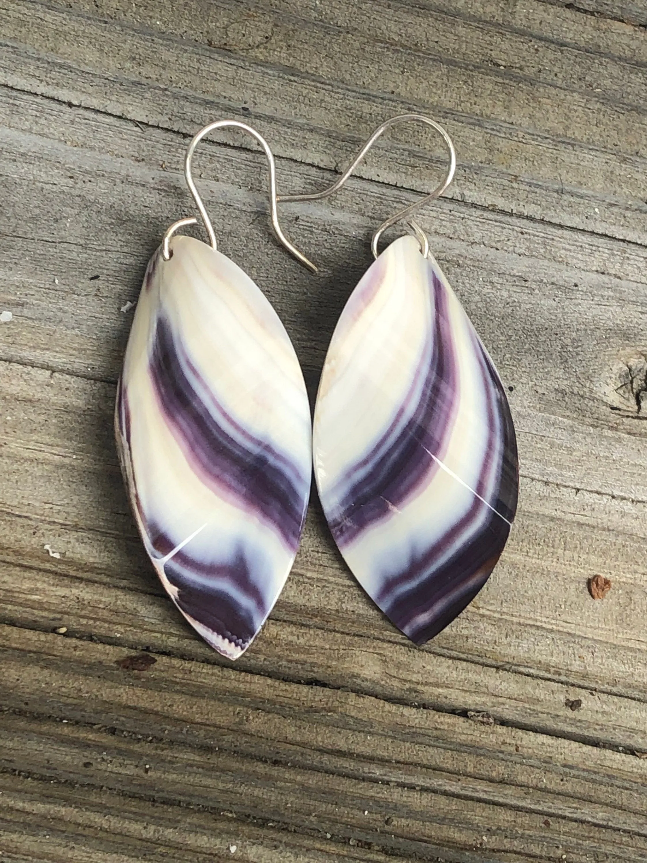 Magnificent Wampum Curved Earrings wearable art