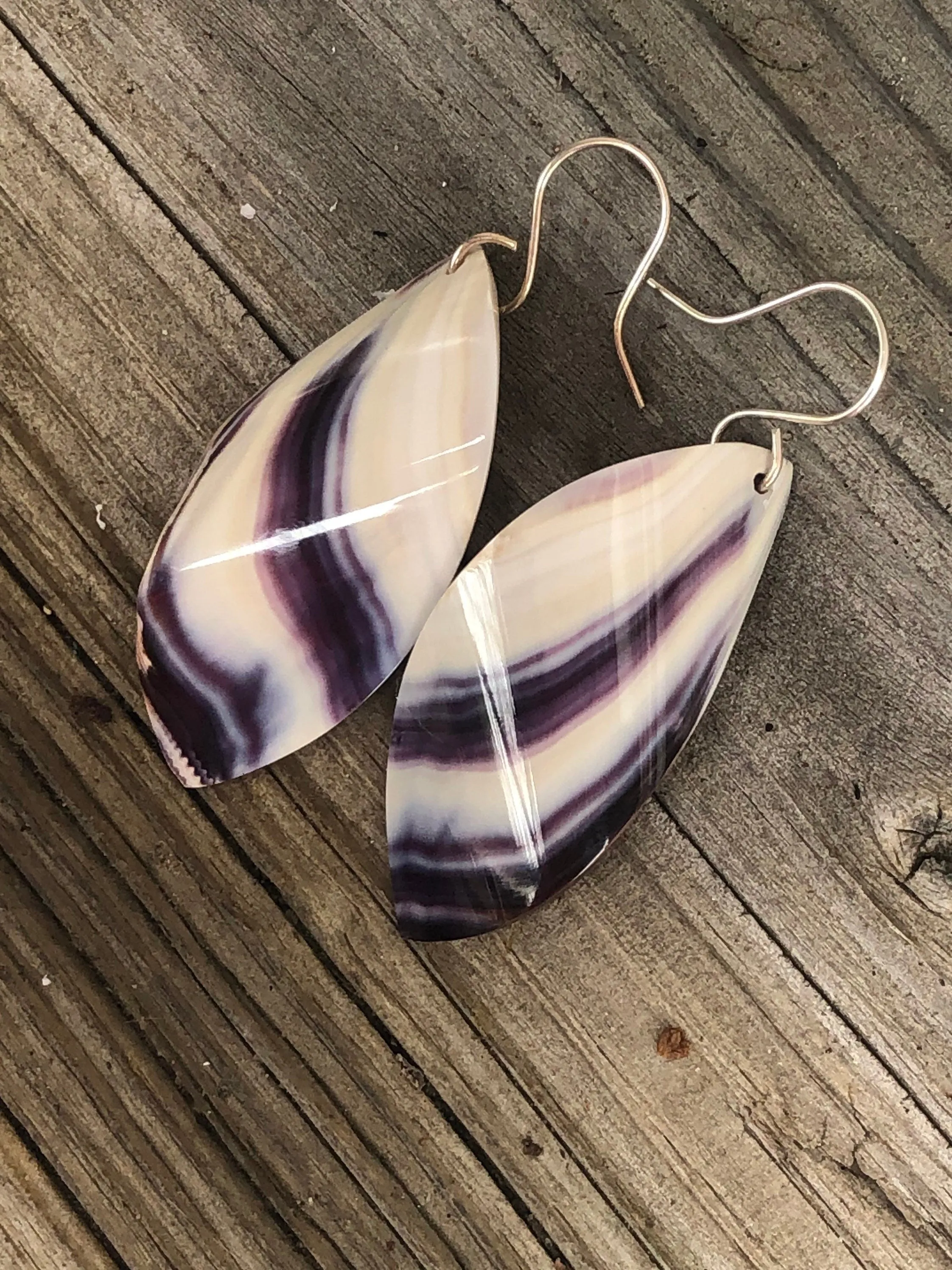 Magnificent Wampum Curved Earrings wearable art