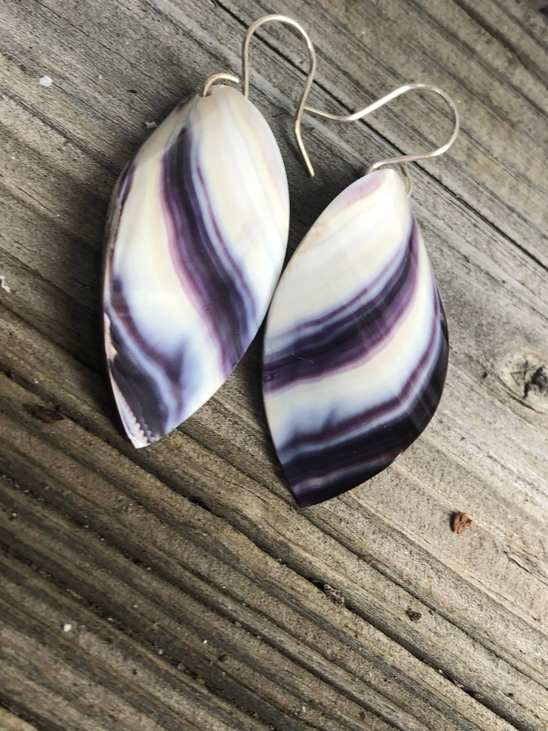 Magnificent Wampum Curved Earrings wearable art