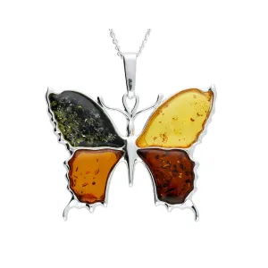MILENA necklace Silver and Multicolour Amber Butterfly