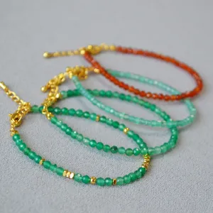 Mini Agate Genuine Gemstone Beaded Bracelet