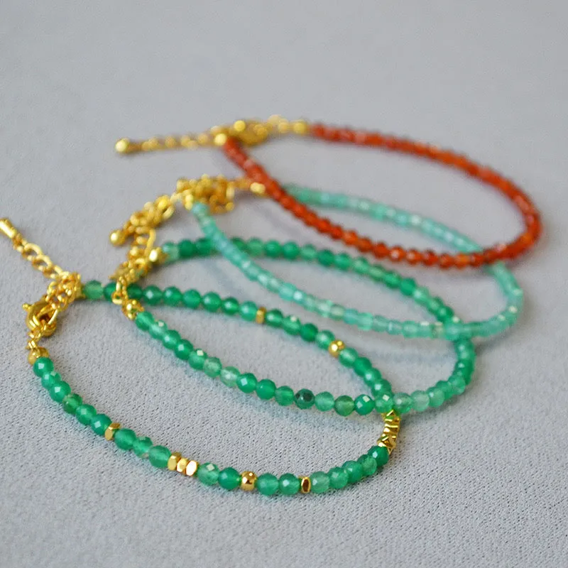 Mini Agate Genuine Gemstone Beaded Bracelet