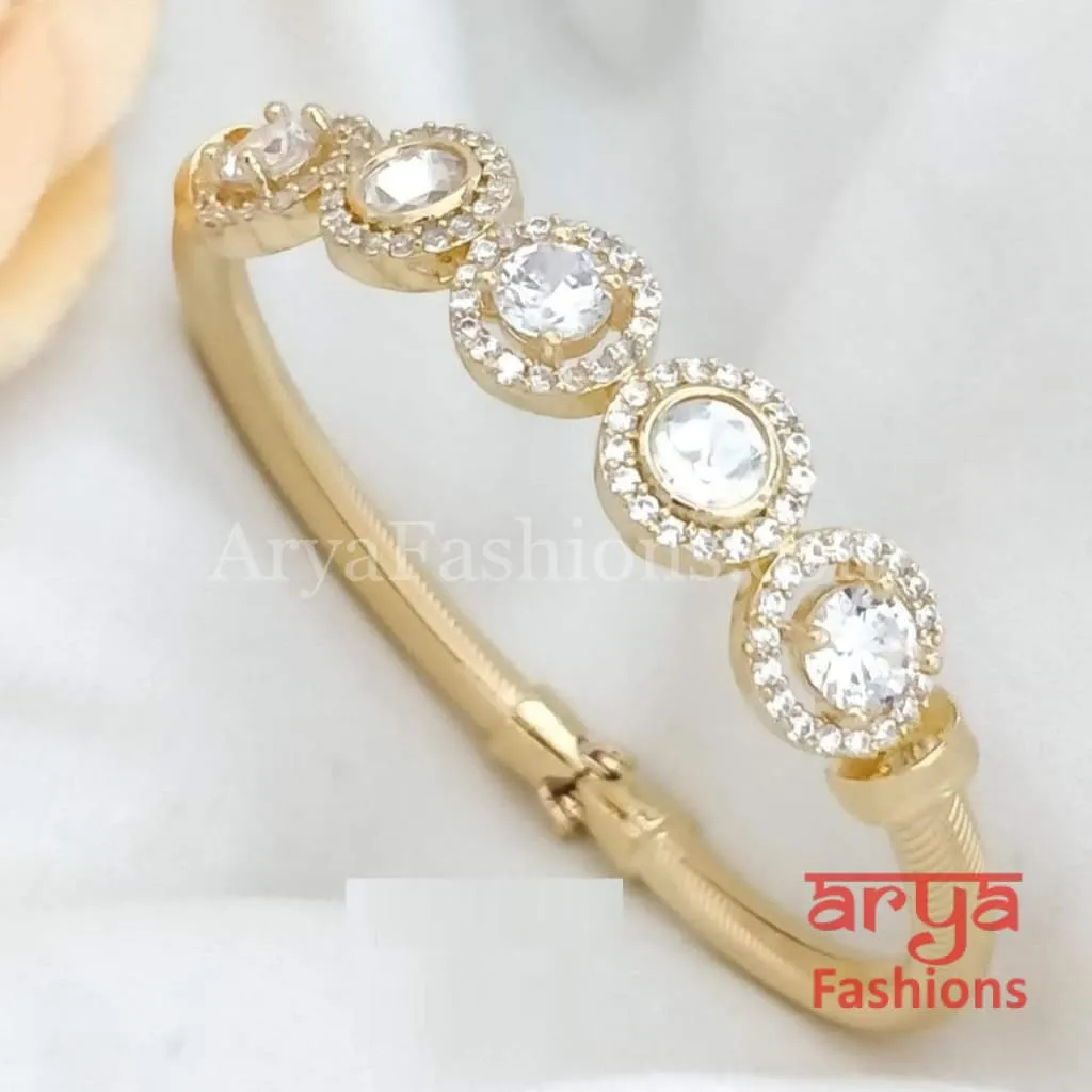 Minimalist 22 Karat Gold plated Kundan Bracelet with Colored Stones