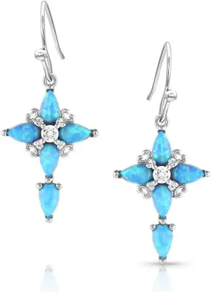 Montana Silversmiths Western Lifestyle Cross Earrings (Inspirational Faith Opal Cross)