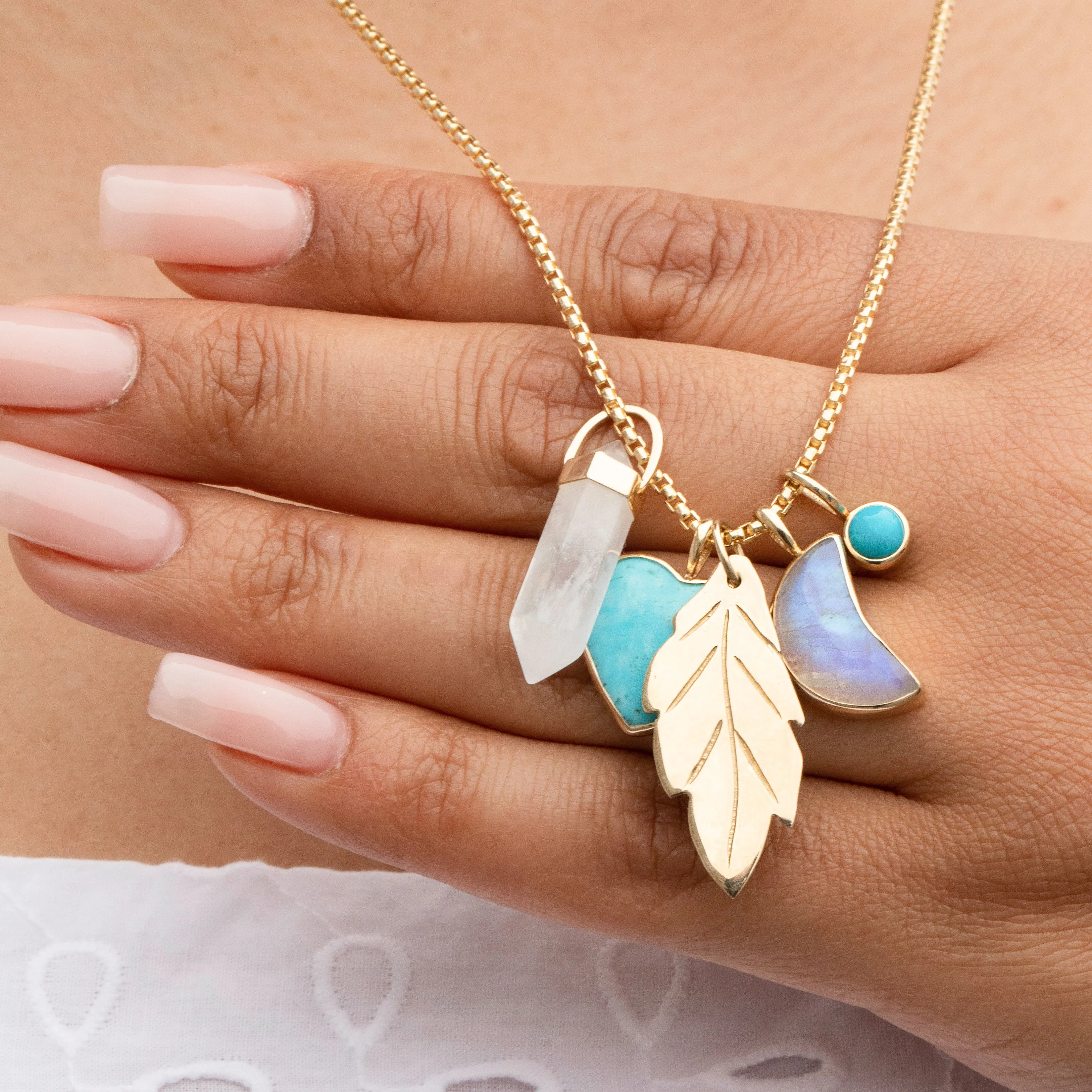 Moonstone Crescent Charm