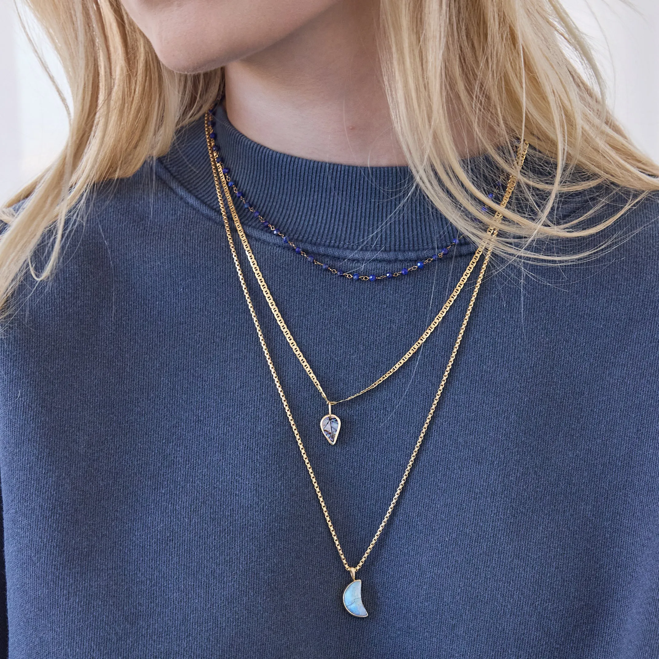 Moonstone Crescent Charm