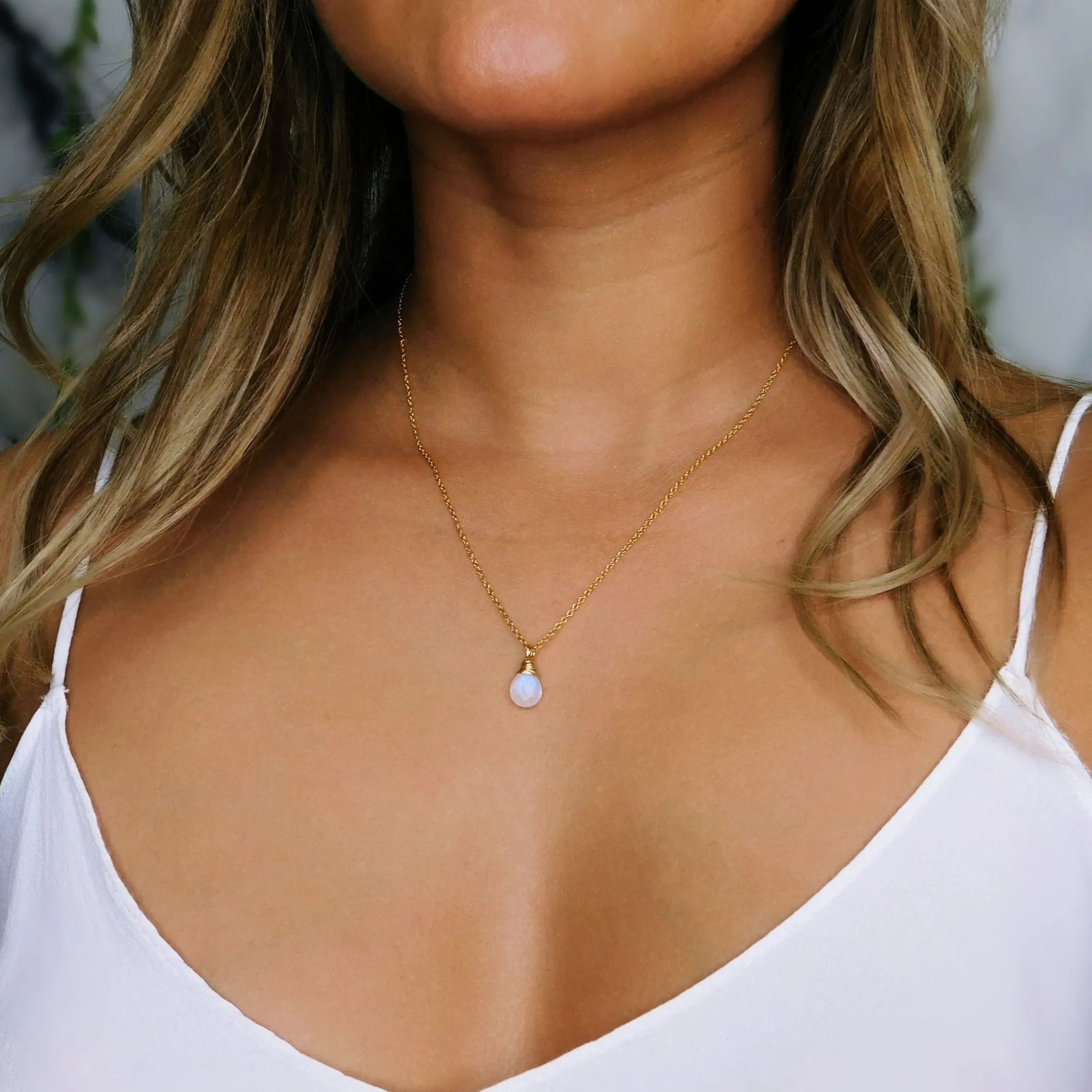 Moonstone Drop Necklace