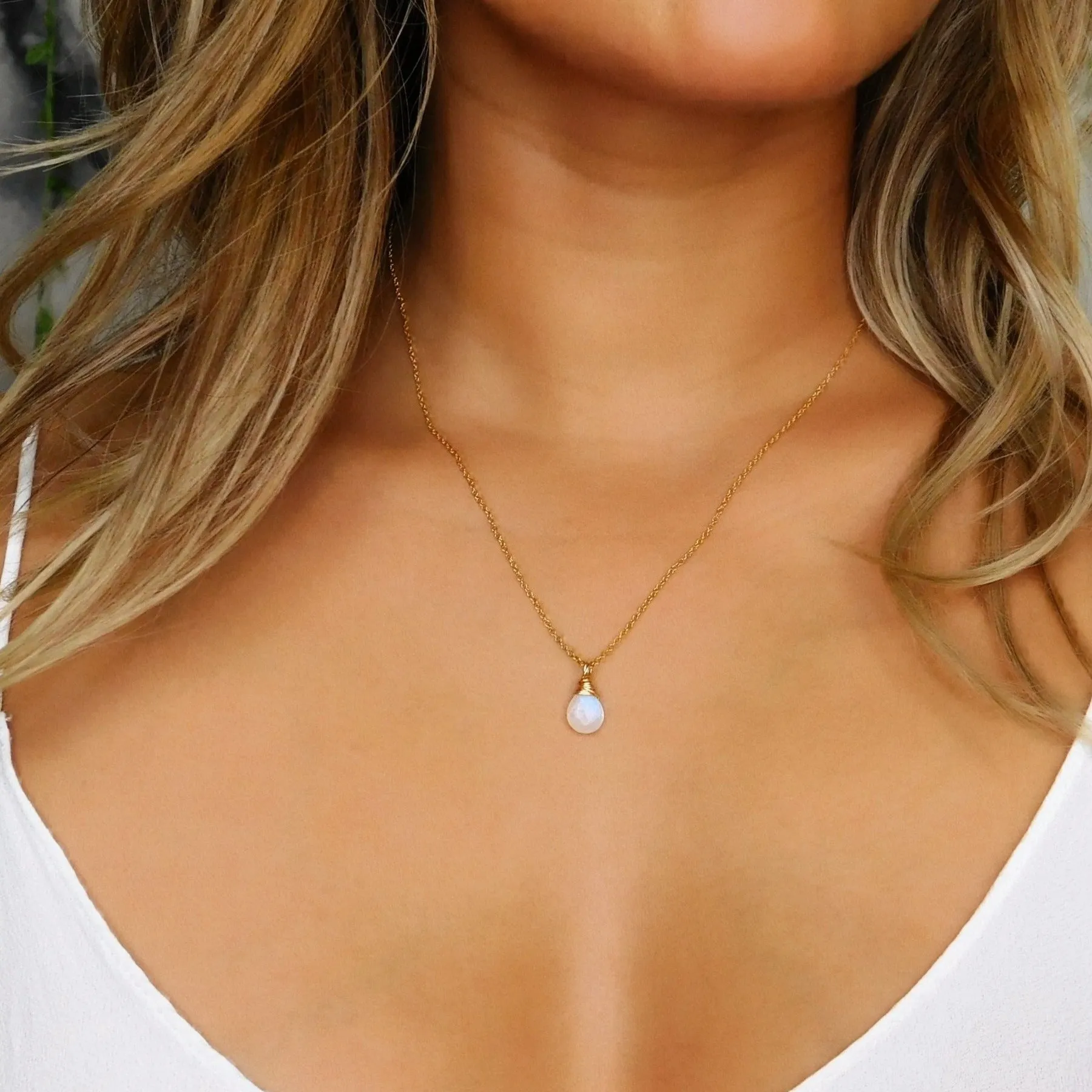 Moonstone Drop Necklace
