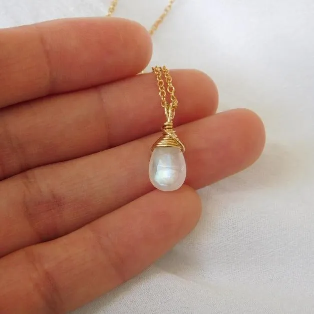 Moonstone Drop Necklace