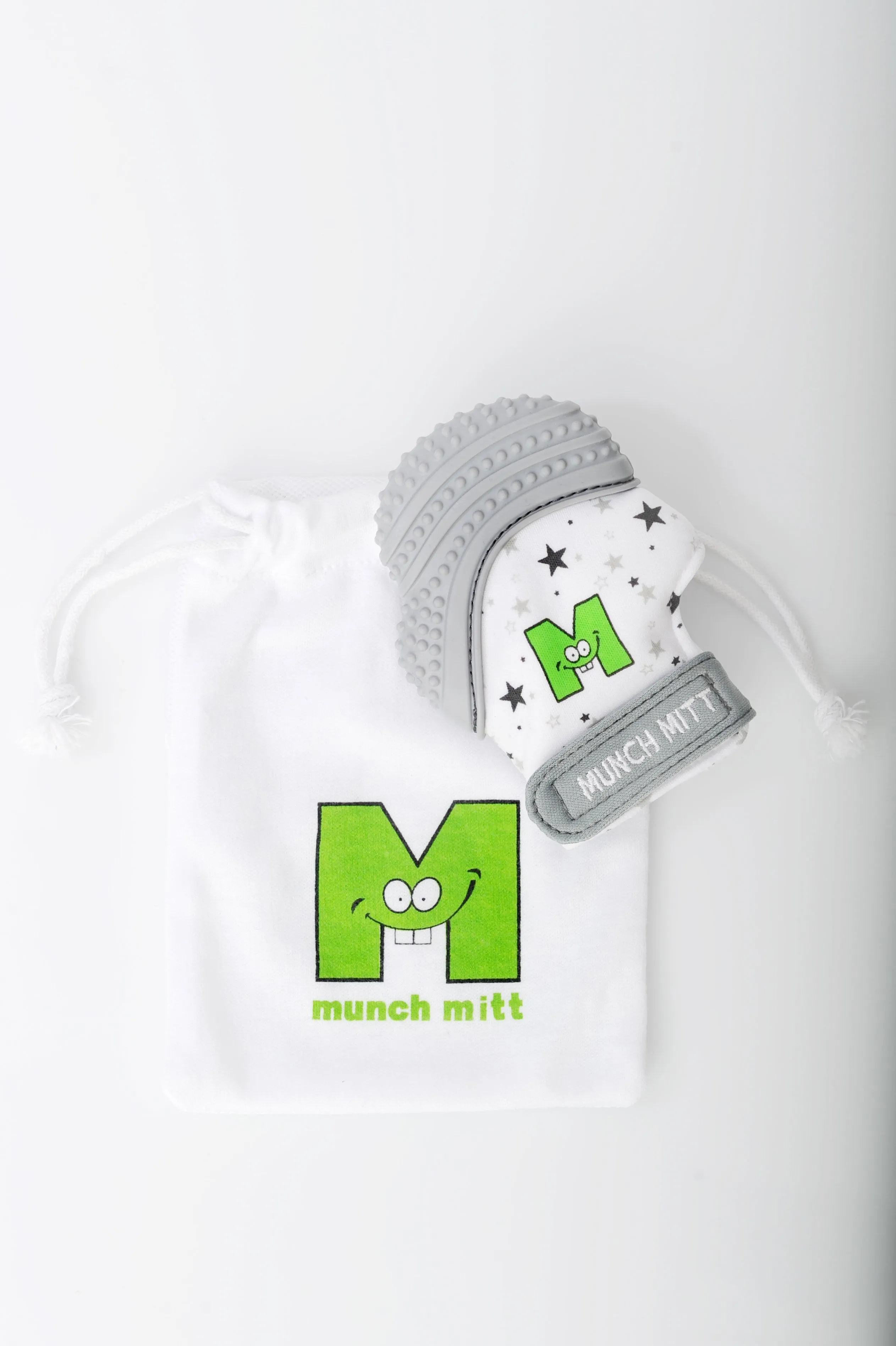 Munch Mitt ll Grey Stars ll Teething Mitt