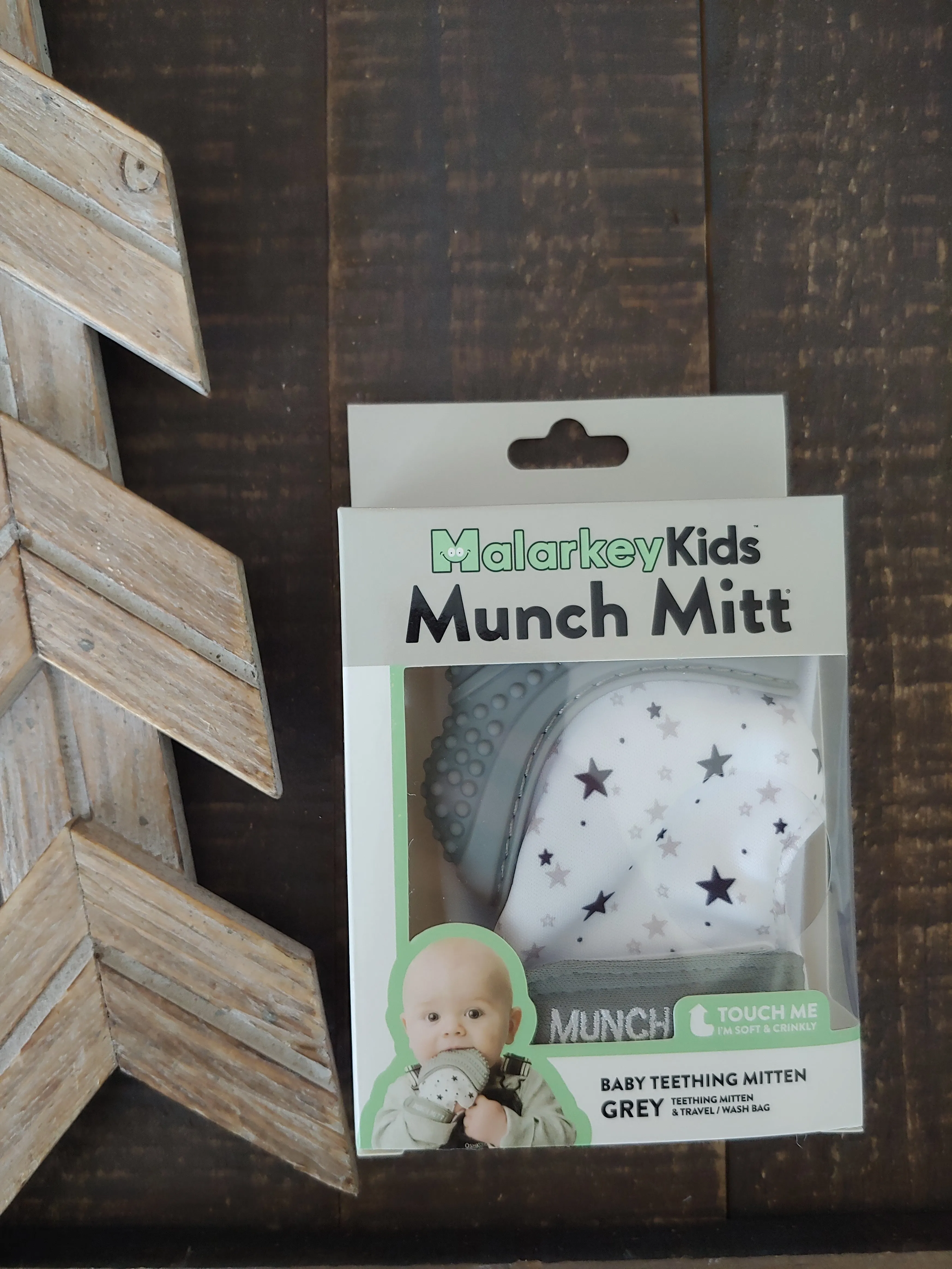 Munch Mitt ll Grey Stars ll Teething Mitt
