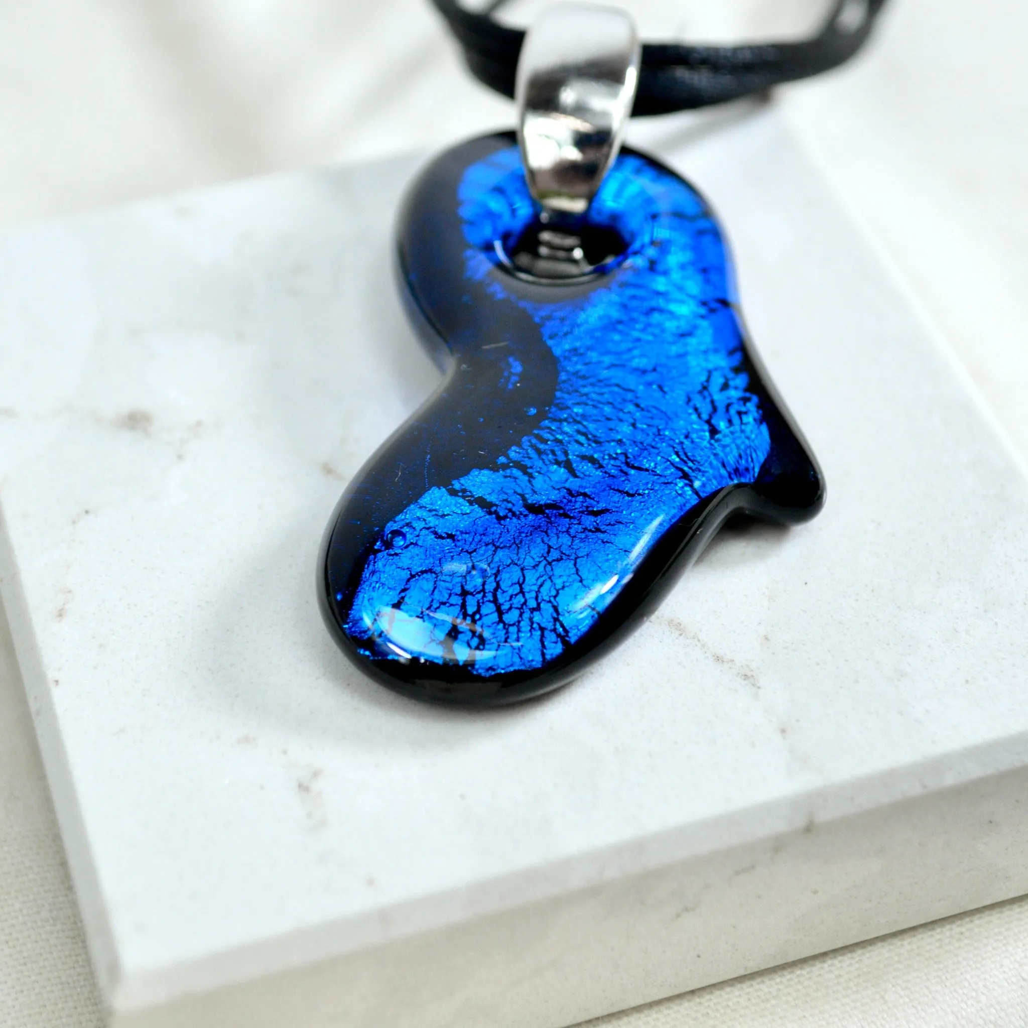Murano Glass Solid Heart Pendant Necklace, Colored Hearts, Made in Italy