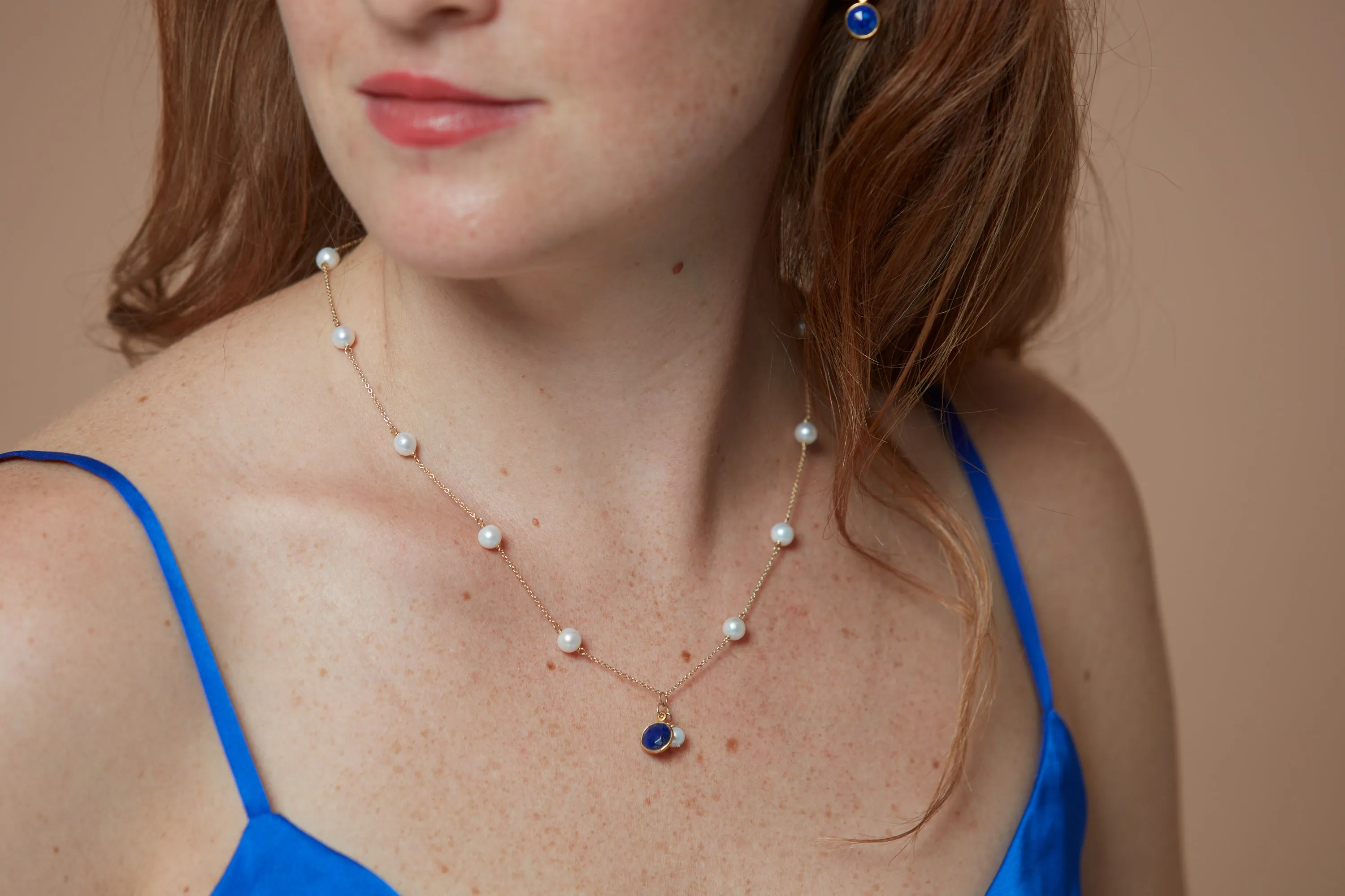 Nova lapis lazuli & cultured freshwater pearl drop earrings