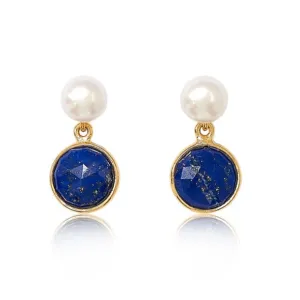 Nova lapis lazuli & cultured freshwater pearl drop earrings