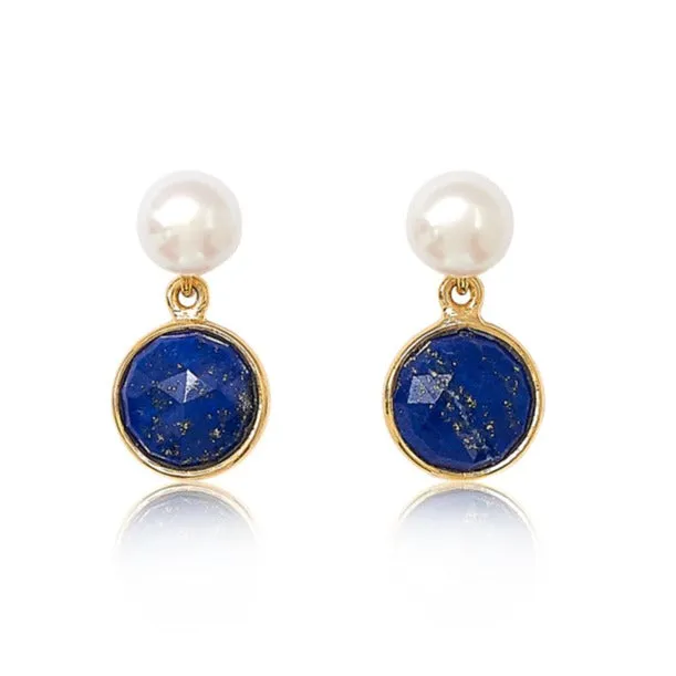 Nova lapis lazuli & cultured freshwater pearl drop earrings