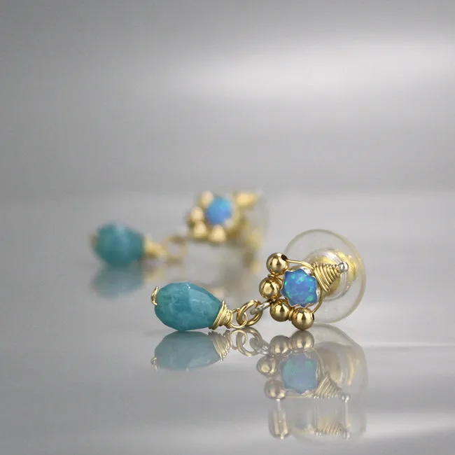 Opal Aqua Quartz Spring Earrings