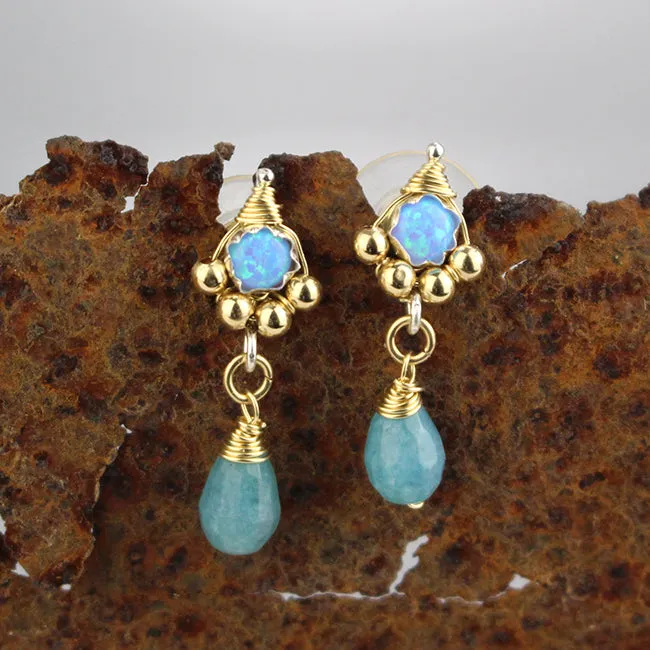 Opal Aqua Quartz Spring Earrings