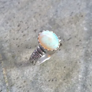 Opal Boho Ring - October Birthstone Ring - Solitaire Opal Ring