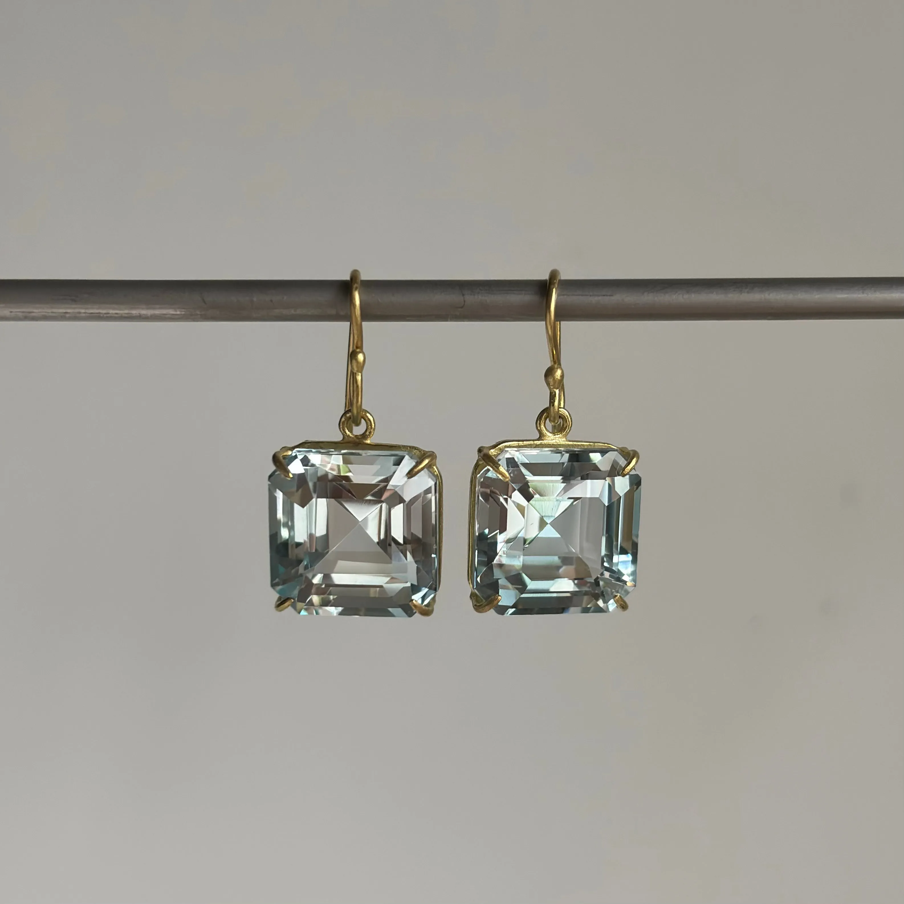 Pale Blue Topaz Emerald Cut Earrings