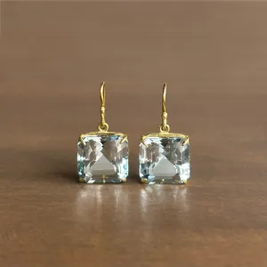 Pale Blue Topaz Emerald Cut Earrings