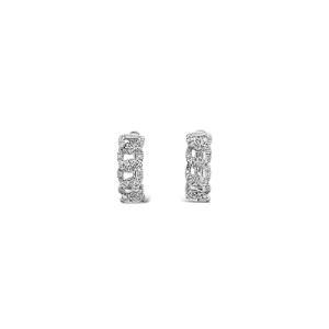 Pave Diamond Link Hoop Earrings