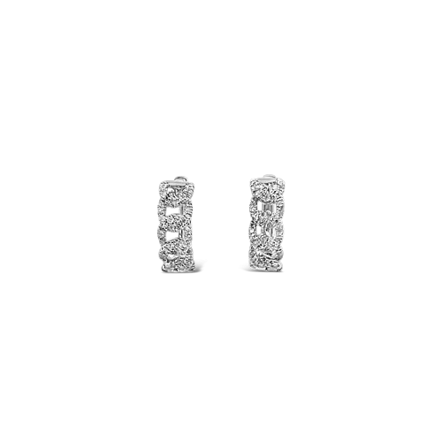 Pave Diamond Link Hoop Earrings
