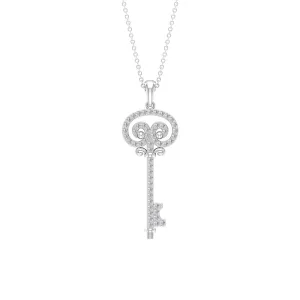 Pave Set Zircon Vintage Style Key Pendant