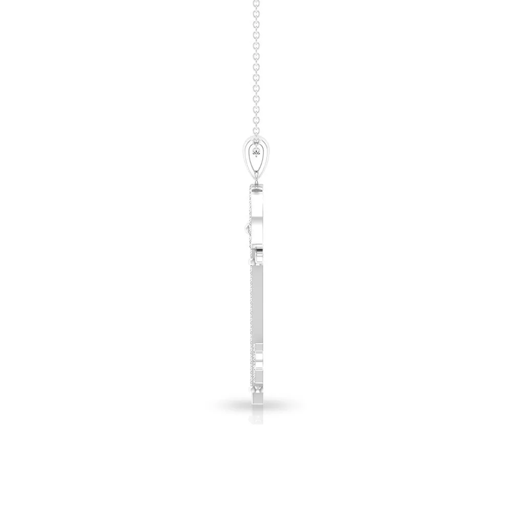 Pave Set Zircon Vintage Style Key Pendant