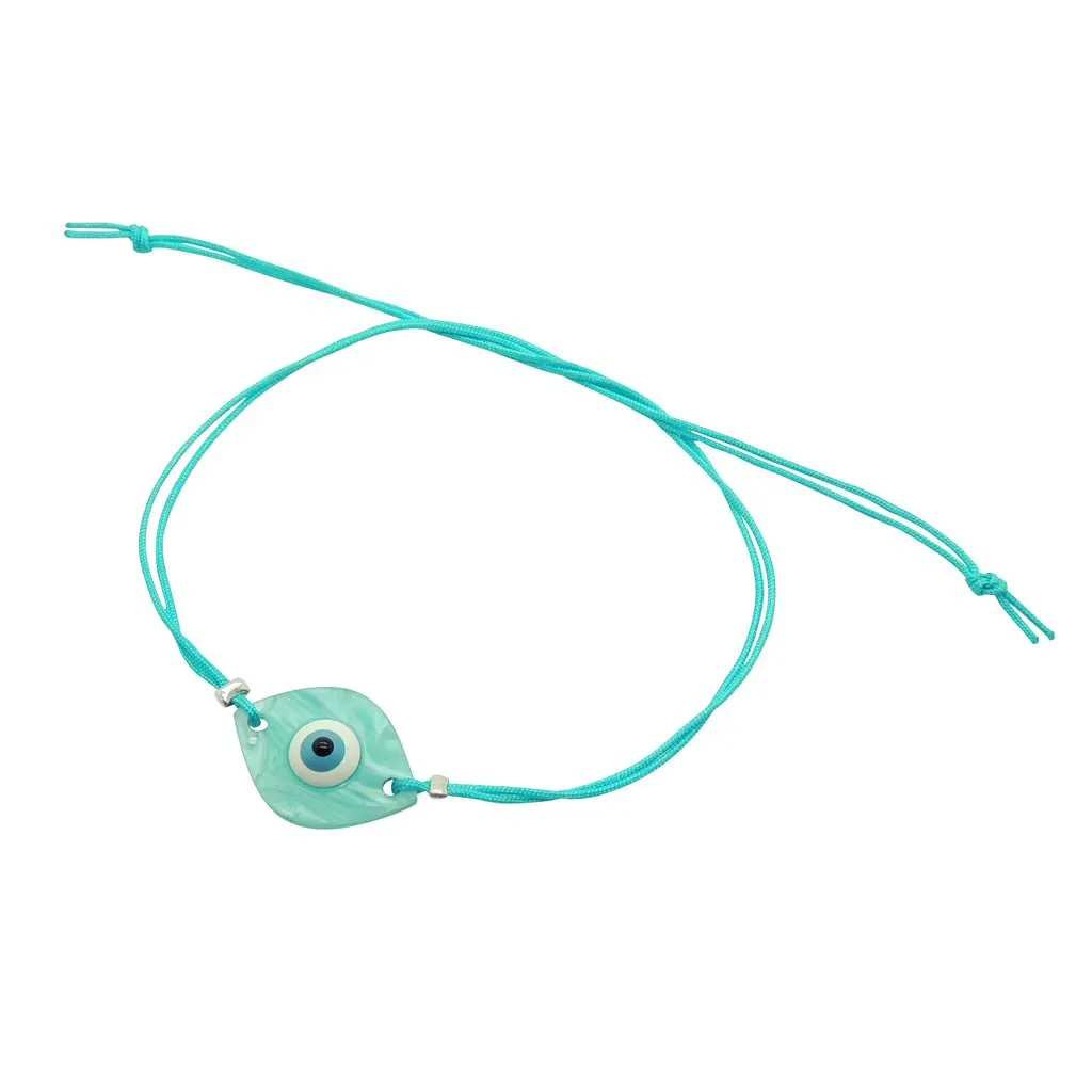 Pearlized Evil Eye Charm Cord Bracelet