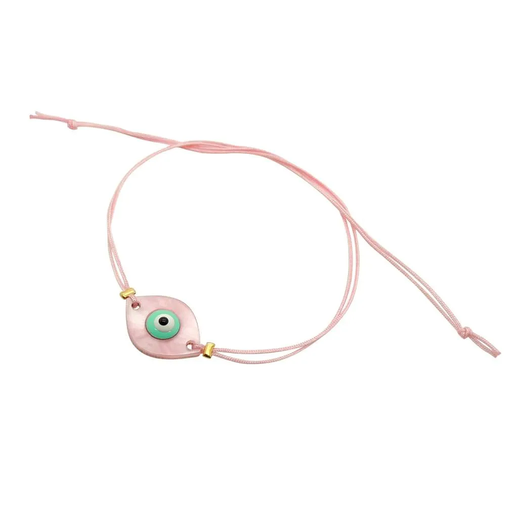 Pearlized Evil Eye Charm Cord Bracelet
