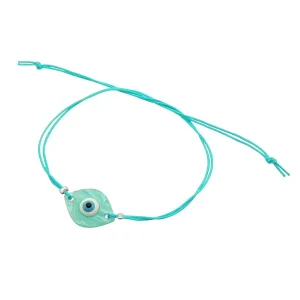 Pearlized Evil Eye Charm Cord Bracelet