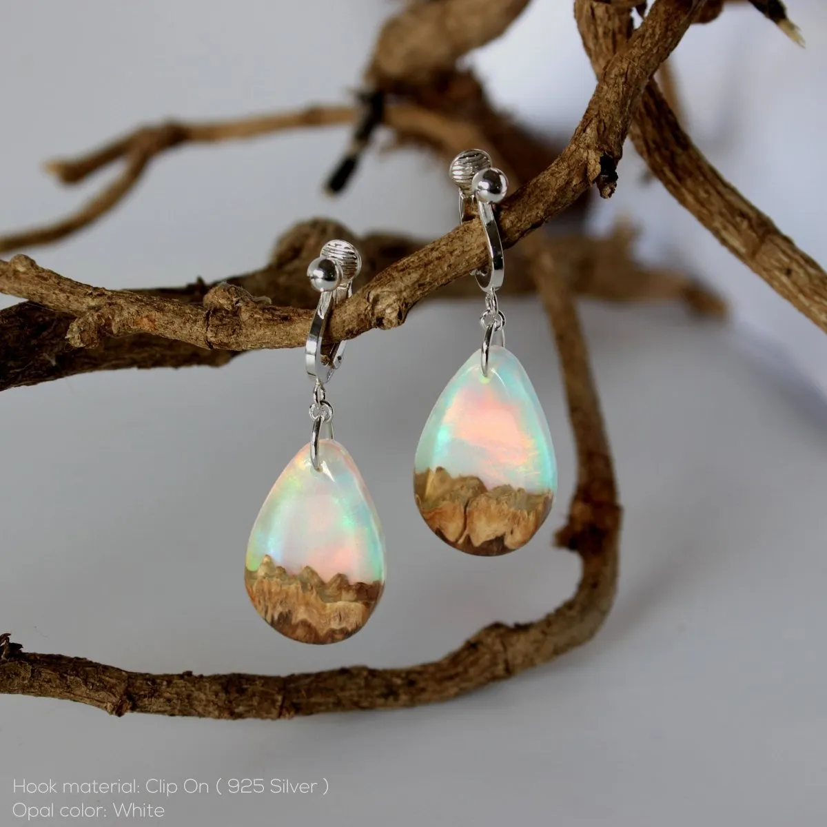 Pink Dream | opal earrings [raindrop]