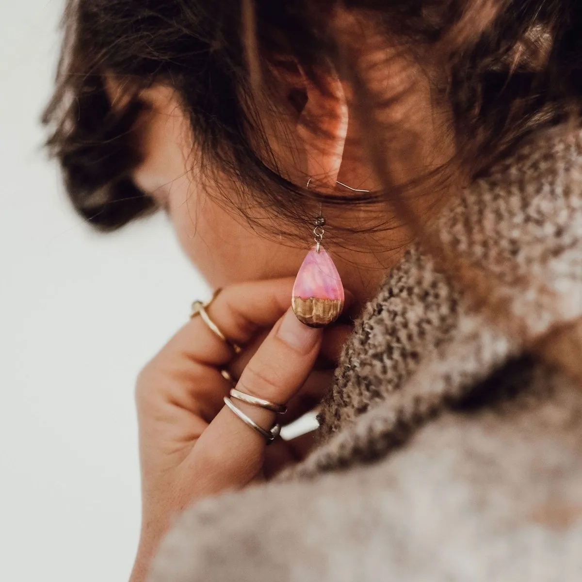 Pink Dream | opal earrings [raindrop]