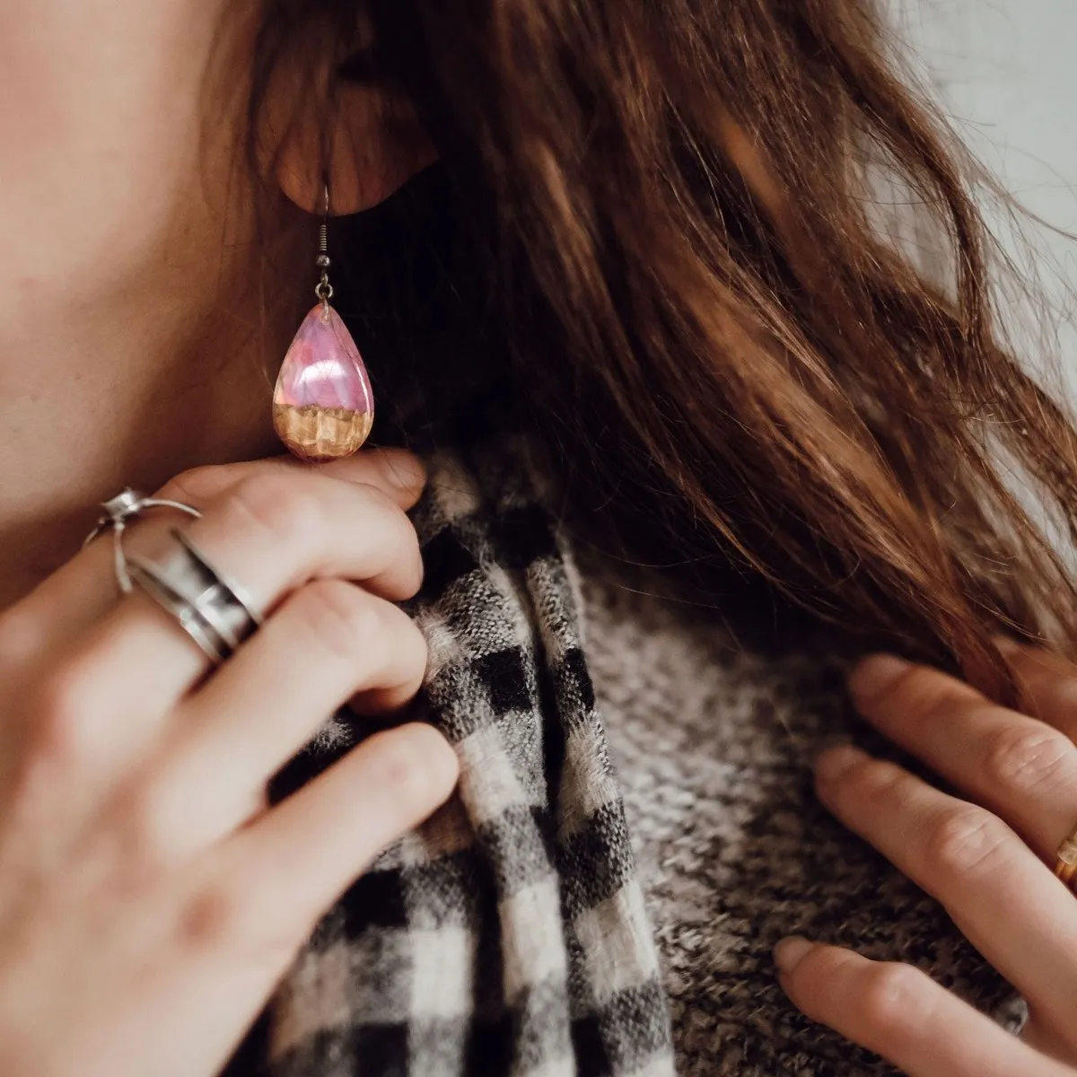 Pink Dream | opal earrings [raindrop]