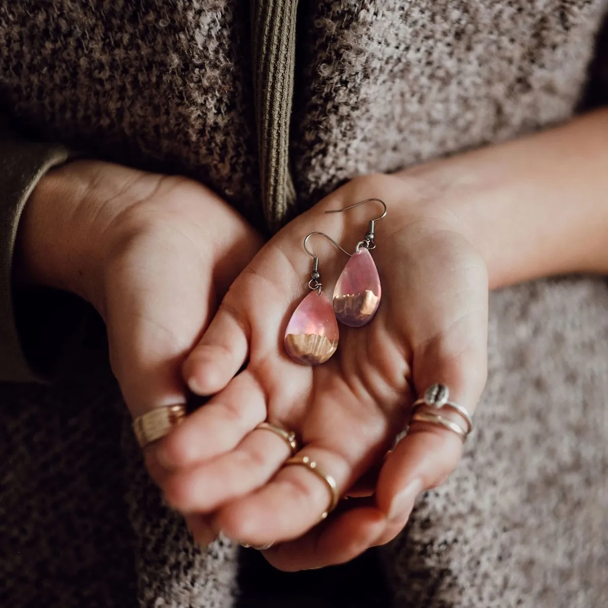 Pink Dream | opal earrings [raindrop]
