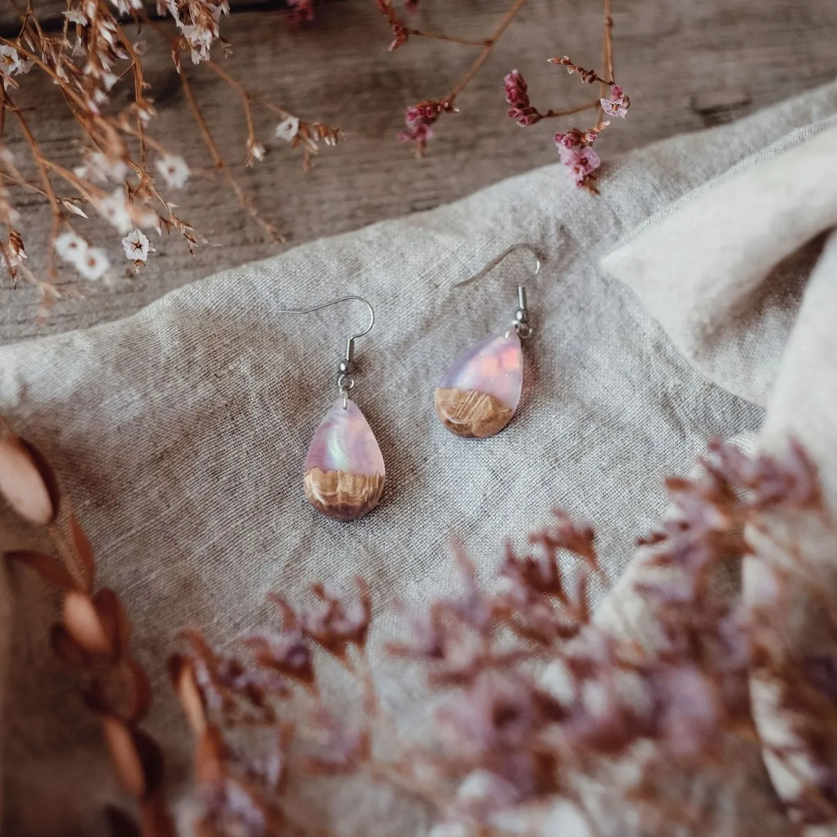 Pink Dream | opal earrings [raindrop]
