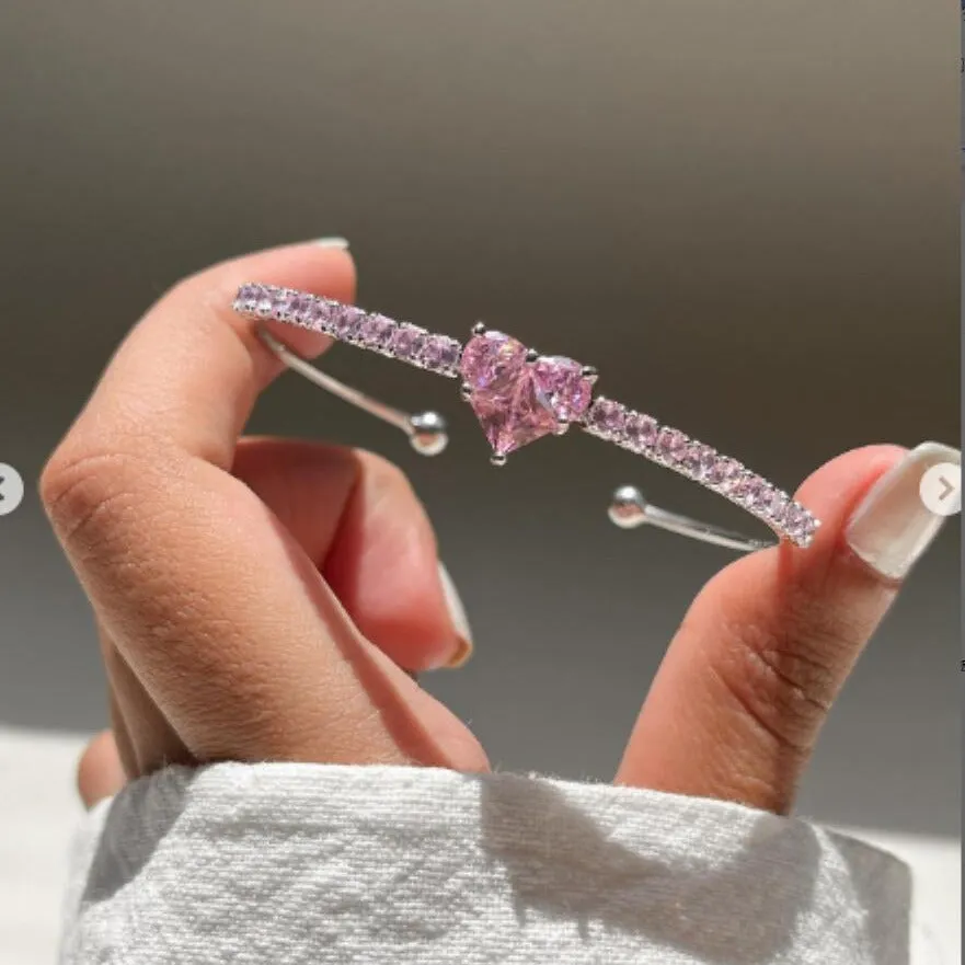 Pink Love Zircon Open Bracelet