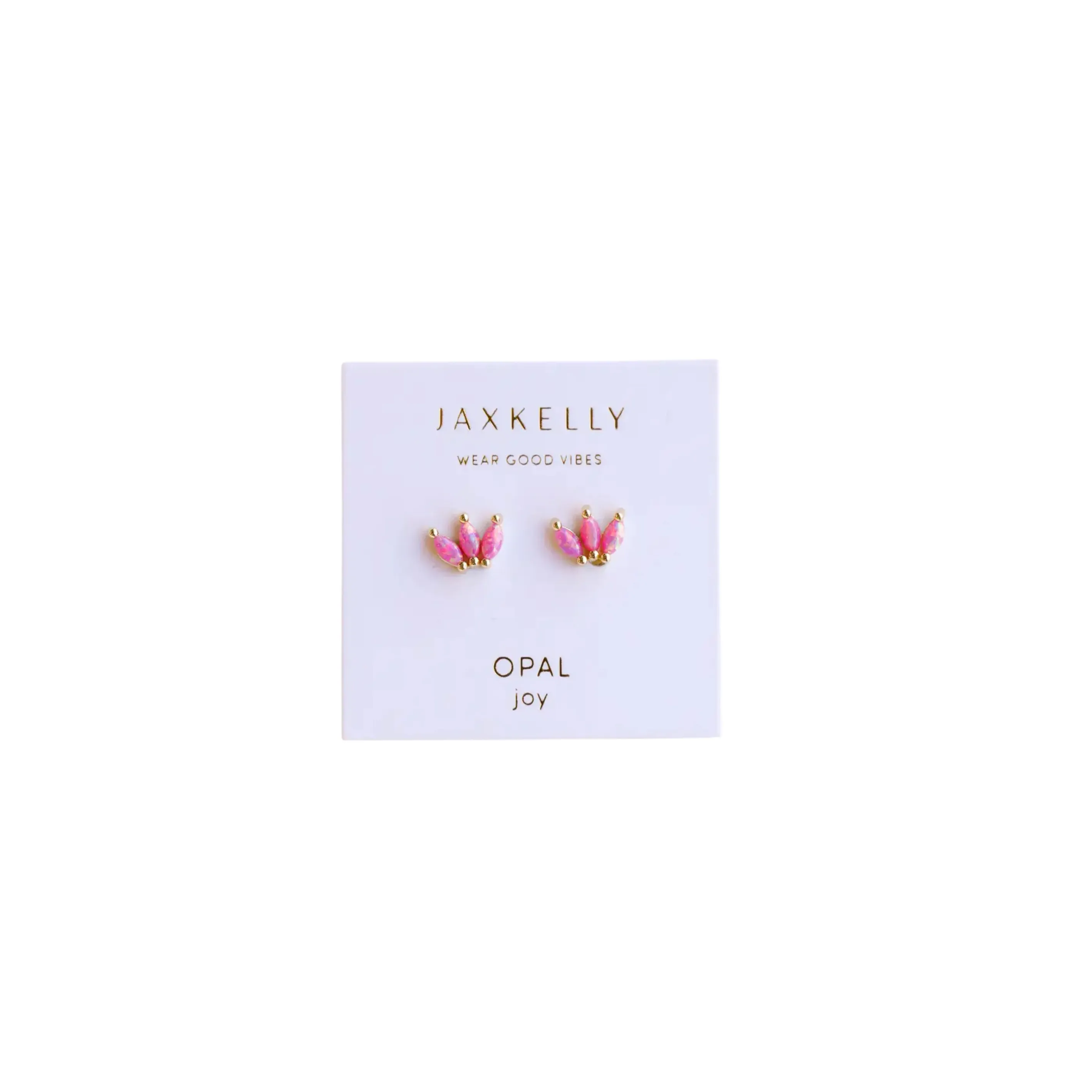 Pink Opal Crown Stud Earrings