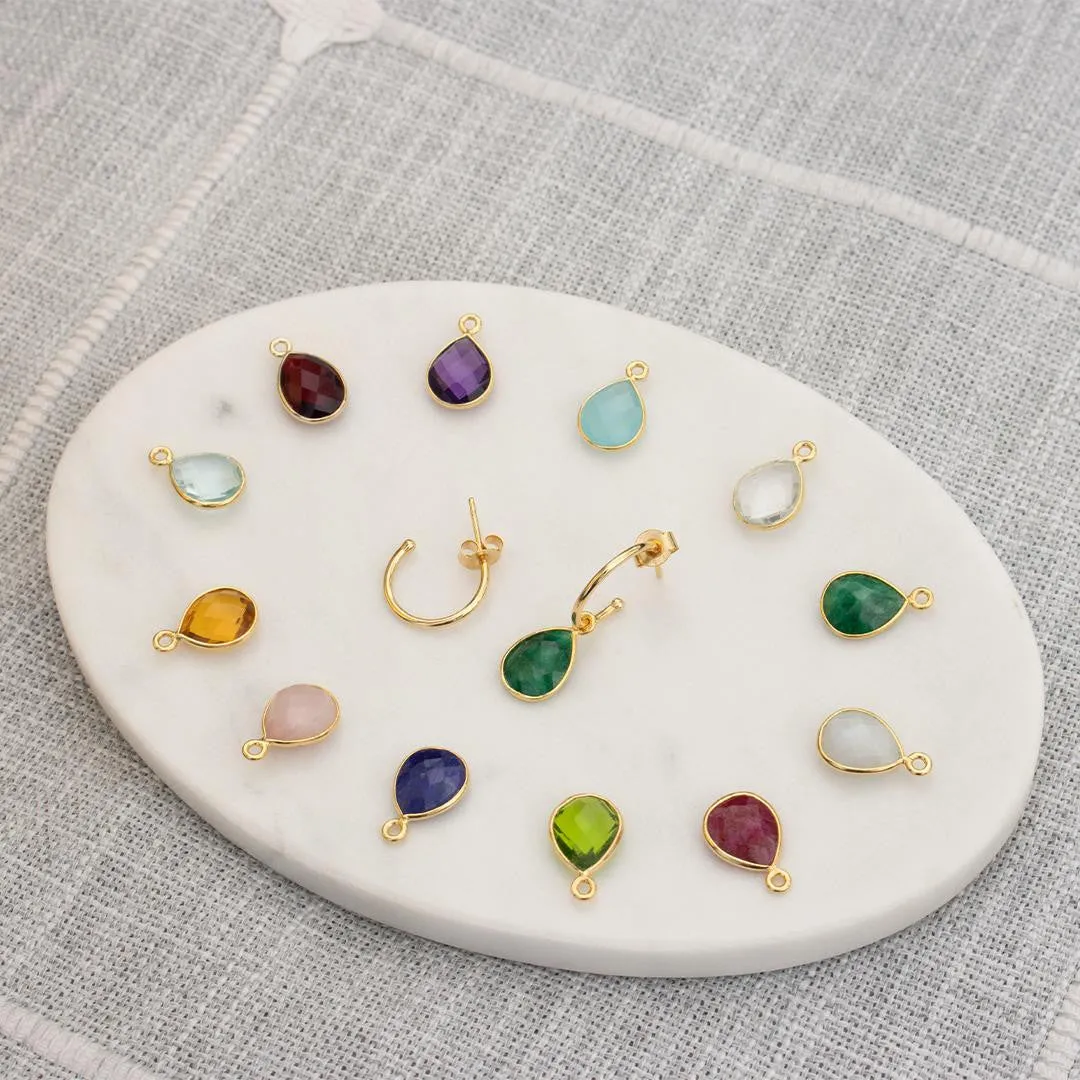 Pink Opal Drop Hoop Earrings | Silver - October