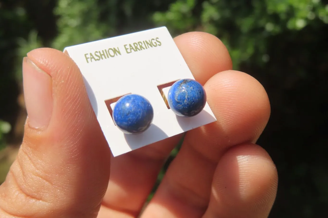 Polished Pair of Lapis Lazuli Stud Earrings - Sold Per Pair - From Afghanistan