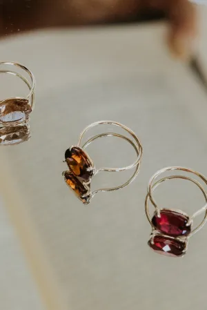 Prong Set Gemstone Ring - Red-Orange Zircon 14K