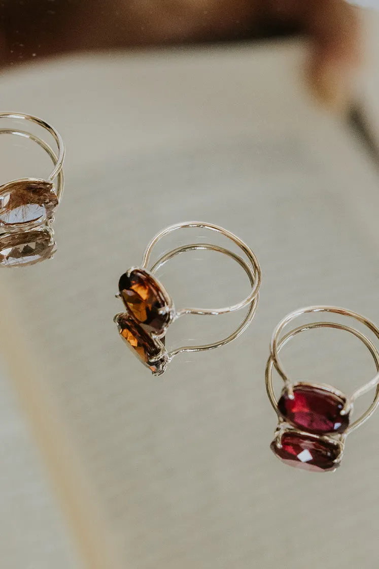 Prong Set Gemstone Ring - Red-Orange Zircon 14K